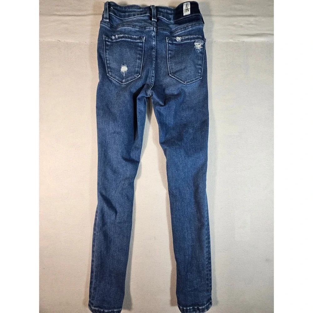 Altar'd State Distressed Skinny Jean Blue Button Fly High Rise T5069-F24 Size 24